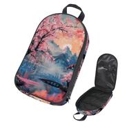 VAPOKF Bolsa organizadora de utensilios de camping de viaje, Cherry Bridge Lake Mountain, bolsa de almacenamiento para utensilios de cocina, bolsa de almacenamiento para barbacoa al aire libre, solo