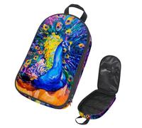VAPOKF Bolsa organizadora de utensilios de camping de viaje, pintura al óleo de un pavo real muestra su cola bolsa de almacenamiento para utensilios de cocina, accesorios de cocina, bolsa de