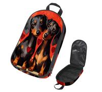 VAPOKF Bolsa organizadora de utensilios de viaje para camping, bolsa de almacenamiento de perro negro sobre corazón rojo para utensilios de cocina, bolsa de almacenamiento para barbacoa al aire libre