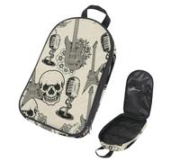 VAPOKF Bolsa organizadora de utensilios de viaje para camping, guitarra de música rock y flores de calavera, bolsa de almacenamiento para utensilios de cocina, bolsa de almacenamiento para barbacoa al