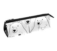 VAPOKF Bolsa para bolígrafos dibujada a mano, diseño de osos polares, bolsa de papelería, bolsa de cosméticos, bolsa compacta con cremallera