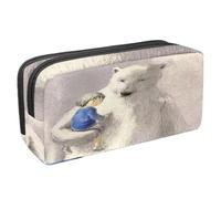 VAPOKF Bolsa para bolígrafos, estuche para estudiantes para adolescentes, material escolar, oso polar holding girl, multicolor, 2.3x8.2x3.9in/6x21x10cm, organizador de bolsas, Multicolor#1,