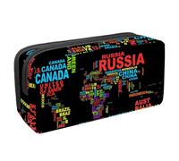 VAPOKF Bolsa para bolígrafos, estuche para estudiantes para adolescentes, niñas, material de oficina escolar - mapa del mundo negro Rusia Canadá, Multicolor, 2.3x8.2x3.9in/6x21x10cm, Organizador de