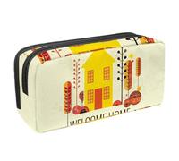 VAPOKF Bolsa para bolígrafos, estuche para estudiantes para adolescentes, niñas, material escolar - Welcome Home, Multicolor, 2.3x8.2x3.9in/6x21x10cm, Organizador de Bolsas, Multicolor#1