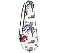 VAPOKF Bolsa para raqueta de bádminton, bolsa de raqueta de bádminton, bolsa de raqueta de tenis, bolsa de paleta para 2 raquetas, cangrejo, pulpo y peces de dibujos animados