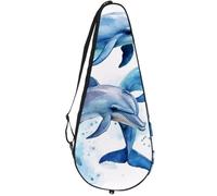 VAPOKF Bolsa para raqueta de tenis con diseño de delfines de tres acuarelas, para raqueta de tenis, con capacidad para hasta 2 raquetas