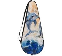 VAPOKF Bolsa para raqueta de tenis, con diseño de delfines marinos azules de acuarela, para raqueta de tenis, con capacidad para hasta 2 raquetas