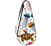 VAPOKF Bolsa para raqueta de tenis, con diseño de tortugas y medusas, para raquetas de tenis, con capacidad para hasta 2 raquetas