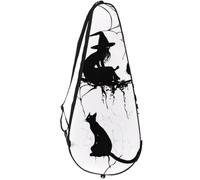 VAPOKF Bolsa para raqueta de tenis con silueta de telaraña de gato negro para Halloween, funda para raqueta de tenis, bolsa de pala, capacidad para hasta 2 raquetas