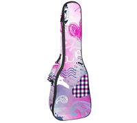 VAPOKF Bolsa para ukelele, funda para ukelele para concierto soprano tenor de 23 pulgadas, 10 mm de grosor, acolchado suave, correas ajustables, bolsa de concierto, corazón romántico de París con