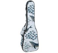 VAPOKF Bolsa para ukelele, funda para ukelele para concierto soprano tenor de 23 pulgadas, 10 mm de grosor, acolchado suave, correas ajustables, bolsa de concierto, ballenas y grupos de peces,
