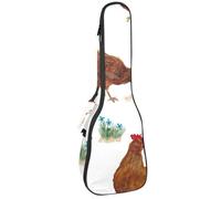 VAPOKF Bolsa para ukelele, funda para ukelele para concierto soprano tenor de 23 pulgadas, 10 mm de grosor, acolchado suave, correas ajustables, gallina come gusanos y huevos de pollitos, multicolor,