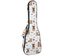VAPOKF Bolsa para ukelele, funda para ukelele para concierto soprano tenor de 23 pulgadas, 10 mm de grosor, suave acolchada, correas ajustables, bolsa de concierto, huesos de perro Yorkshire Terrier,