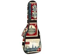 VAPOKF Bolsa para ukelele, funda para ukelele para concierto soprano tenor de 23 pulgadas, 10 mm de grosor, suave acolchada, correas ajustables, bolsa de concierto, sello Union Jack Big Ben London,