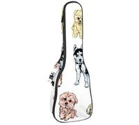 VAPOKF Bolsa para ukelele, funda para ukelele para concierto soprano tenor de 23 pulgadas, 10 mm de grosor, suave acolchada, correas ajustables, bolsa de concierto, lindo cachorro, multicolor,