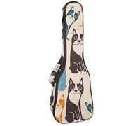 VAPOKF Bolsa para ukelele, funda para ukelele para concierto soprano tenor de 23 pulgadas, 10 mm de grosor, acolchado suave, correas ajustables, lindo perro Boston Terrier, multicolor,