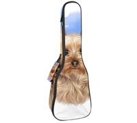 VAPOKF Bolsa para ukelele, funda para ukelele para concierto soprano tenor de 23 pulgadas, 10 mm de grosor, suave acolchada, correas ajustables, bolsa de concierto, acuarela, Yorkshire Terrier,
