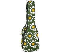 VAPOKF Bolsa para ukelele, funda para ukelele para concierto soprano tenor de 23 pulgadas, 10 mm de grosor, acolchado suave, correas ajustables, bolsa de concierto, flores de manzanilla sin costuras,