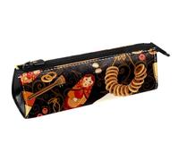 VAPOKF Bolsa rusa de matrioshka y cocina para bolígrafos de alimentos, bolsa de papelería, bolsa de lápices, bolsa de cosméticos, bolsa compacta con cremallera, multicolor, 5.5 ×6 ×20CM/2.2x2.4x7.9