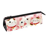 VAPOKF Bolsa sin costuras para bolígrafos de la suerte con diseño de gatos de la suerte, bolsa compacta con cremallera