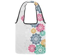 VAPOKF Bolsas de lona con estampado de flores cortadas coloridas para mujer, bolsas de hombro grandes, reutilizables, bolsa de transporte para escuela, trabajo, oficina, viajes, compras, casual