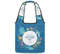VAPOKF Bolsas de lona para mujer, diseño de animales marinos del Día Mundial del Océano, bolsas de hombro grandes, reutilizables, para escuela, trabajo, oficina, viajes, compras, casual