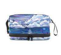 VAPOKF Bonita bolsa de cosméticos Border Collie para mujeres y niñas, bolsa de aseo de viaje, bolsa organizadora de maquillaje con compartimento para brochas, Multicolor 12, 27x15x14 cm/10.6x5.9x5.5