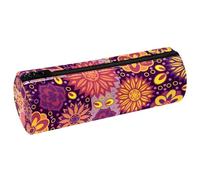 VAPOKF Bright Blossom - Estuche geométrico floral para lápices, de piel sintética, organizador de papelería para estudiantes, bolsa de maquillaje para mujeres, niñas, niños, suministros escolares y de