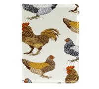 VAPOKF Bright Cock and Hens - Funda de piel para pasaporte, 11,5 x 16,5 cm, multicolor, 11.5x16.5cm/4.5x6.5 in, Vintage