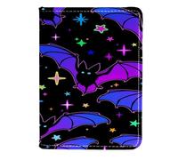 VAPOKF Bright - Funda de piel para pasaporte, diseño de murciélagos y estrellas de Halloween, 11,5 x 16,5 cm, multicolor, 11.5x16.5cm/4.5x6.5 in, Vintage