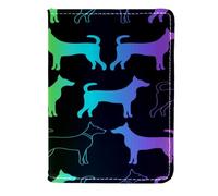 VAPOKF Bright Spectrum - Funda de piel con diseño de silueta de perro para pasaporte, 11,5 x 16,5 cm, multicolor, 11.5x16.5cm/4.5x6.5 in, Vintage