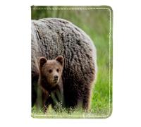 VAPOKF Brown Bear and Two Cubs - Funda de piel con tarjetero para pasaporte, 11,5 x 16,5 cm, multicolor, 11.5x16.5cm/4.5x6.5 in, Vintage