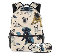 VAPOKF Bulldogs and Cats - Juego de mochila escolar para adolescentes, niñas, niños, estudiantes, mochila con estuche para lápices para primaria, secundaria, secundaria y secundaria, multicolor, Talla