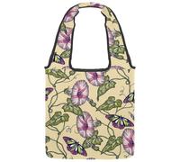 VAPOKF Butterfly on Morning Glory - Bolsas de lona para mujer, bolsa de hombro grande reutilizable para escuela, trabajo, oficina, viajes, compras, casual