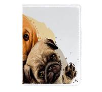 VAPOKF Cavalier King Charles Spaniel Labrador y Pug - Funda de piel para pasaporte, 11,5 x 16,5 cm, multicolor, 11.5x16.5cm/4.5x6.5 in, Vintage