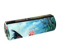 VAPOKF Chicken Family in Farm - Estuche de cuero para lápices, monedero, cosméticos, maquillaje, papelería, escuela, oficina, almacenamiento, multicolor, 20x6.3cm/7.9x2.5in, Estuche para lápices