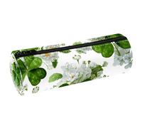 VAPOKF Clover and Flowers - Estuche de piel sintética para lápices, monedero, cosméticos, maquillaje, papelería, escuela, oficina, almacenamiento