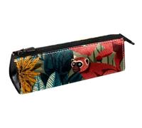 VAPOKF Colorful Monkey - Bolsa compacta con cremallera para bolígrafos, lápices, cosméticos, diseño de hojas tropicales