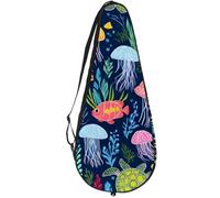 VAPOKF Coloridas tortugas peces corales raqueta bolsa para tenis, raqueta de tenis, funda para raqueta de tenis, bolsa de remo, capacidad para hasta 2 raquetas