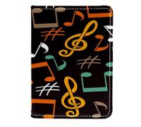 VAPOKF Colorido billetera de piel con diseño de notas musicales y claves para pasaporte, 11,5 x 16,5 cm, multicolor, 11.5x16.5cm/4.5x6.5 in, Vintage