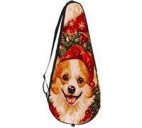 VAPOKF Corgi in Red Christmas Hats - Bolsa para raqueta de tenis, funda para raqueta de tenis, bolsa de remo, capacidad para hasta 2 raquetas
