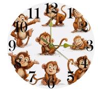 VAPOKF Cute Monkeys - Reloj de pared de cuarzo, silencioso, sin tictac, funciona con pilas, redondo, para hogar, cocina, oficina, escuela