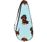 VAPOKF Dachshunds - Bolsa para raqueta de tenis, con diseño de perros salchicha con sombrero, para raqueta de tenis, con capacidad para hasta 2 raquetas