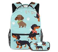 VAPOKF Dachshunds - Juego de mochila escolar con babero y bufanda para adolescentes, niñas, niños, mochila para estudiantes, mochila con estuche para lápices para primaria, secundaria, secundaria y