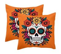 VAPOKF Day of the Flower Sugar - Juego de 2 fundas de almohada de 45 x 45 cm, fundas de almohada cuadradas para decoración de sofá y sofá en primavera