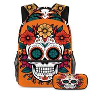 VAPOKF Day of The Flower Sugar - Juego de mochila escolar para adolescentes, niñas, niños, estudiantes, mochila con estuche para lápices para primaria, secundaria, escuela secundaria y secundaria