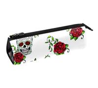 VAPOKF Dead of The Dead of The Dead Skulls with Rose - Estuche para bolígrafos, papelería, lápices, cosméticos, bolsa compacta con cremallera, multicolor, 5.5 ×6 ×20CM/2.2x2.4x7.9 in, Organizador de