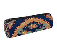 VAPOKF Dragones entrelazados en un estuche circular para lápices, monedero, bolsa de maquillaje para estudiantes, papelería, escuela, oficina, almacenamiento