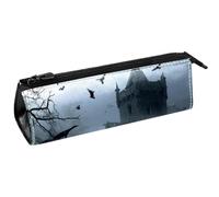 VAPOKF Estuche compacto con cremallera para bolígrafos, diseño de cuervos sobre abandono