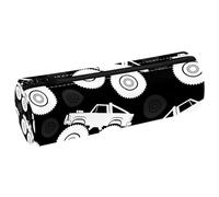 VAPOKF Estuche de cuero negro con diseño de Monster Trucks en color negro, monedero, bolsa de maquillaje para estudiantes, papelería, escuela, oficina, almacenamiento, multicolor, 20x6.3cm/7.9x2.5in,